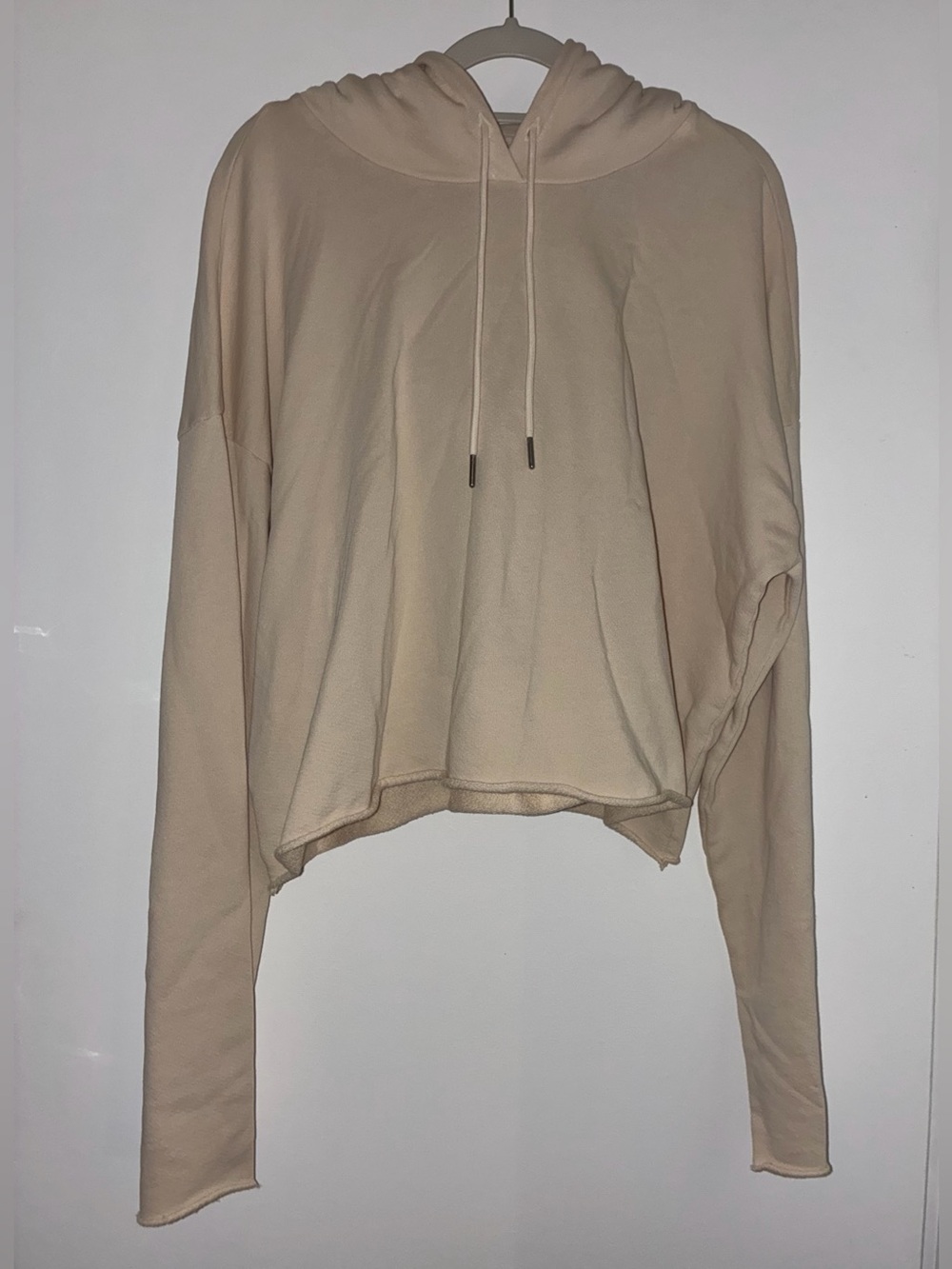 MATE the Label Cropped Hooded Pullover Sweater Hoodie XL Cream Beige NWOT